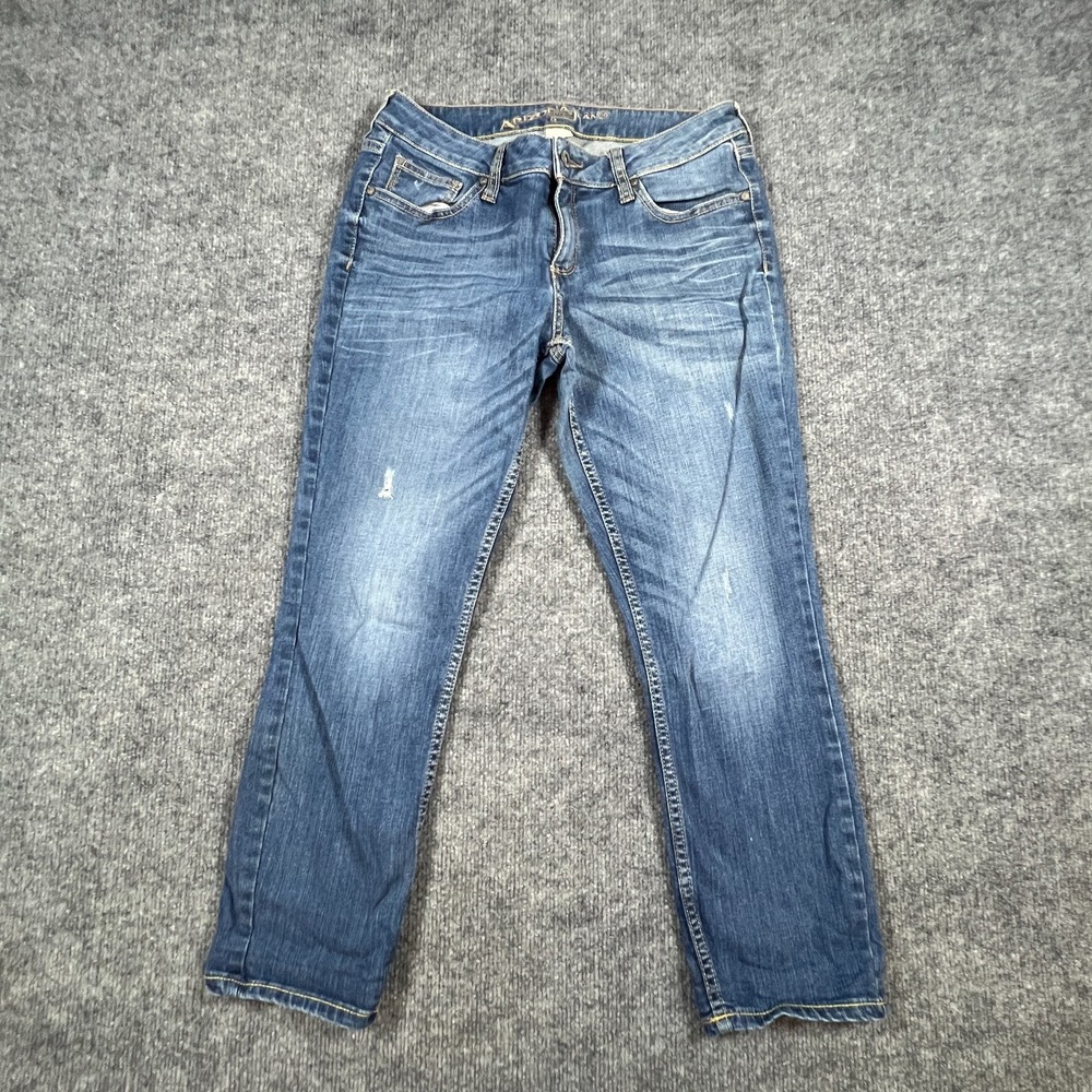 Arizona Cropped Jeans Womens 9 Blue Denim Cotton Stretch Low Rise Tapered Leg